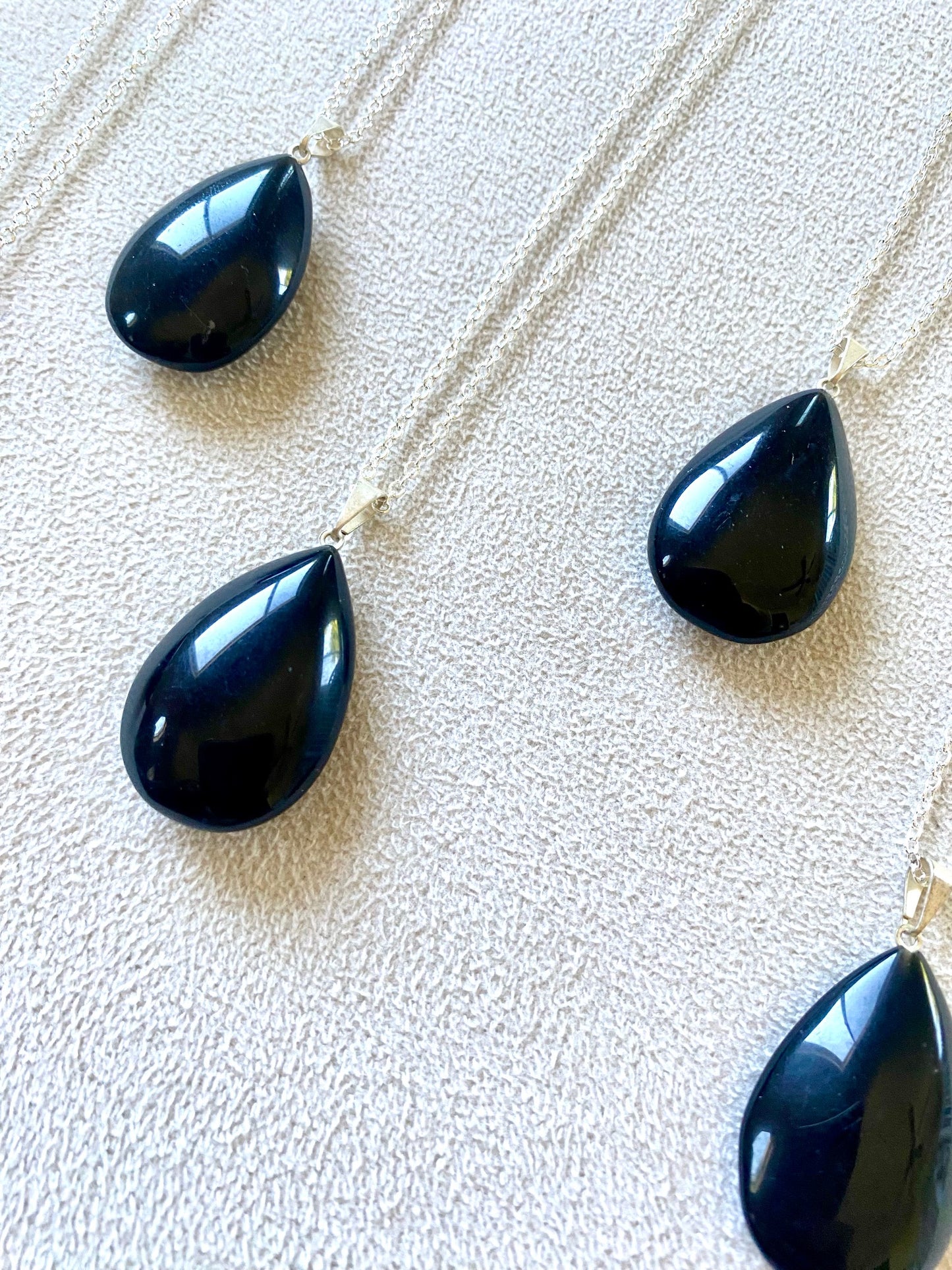 Black Obsidian Pendant Necklace (Aura Cleansing, Grounding, Protection)