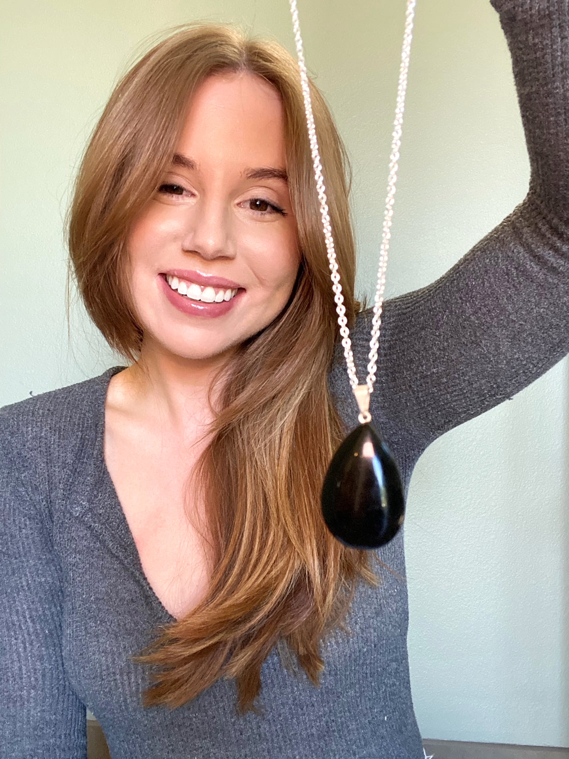 Black Obsidian Pendant Necklace (Aura Cleansing, Grounding, Protection)
