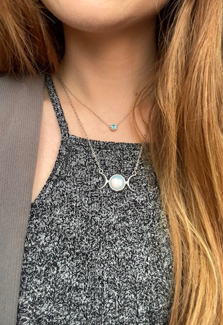 Opalite Triple Moon Necklace (Feminine Mysteries, Wisdom, Honoring Cycles)
