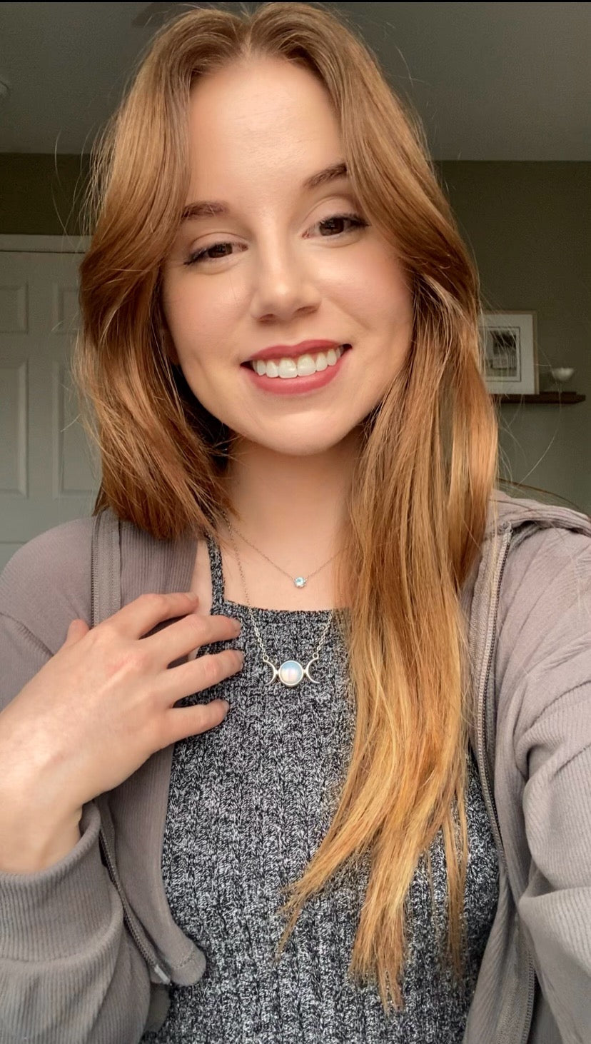 Opalite Triple Moon Necklace (Feminine Mysteries, Wisdom, Honoring Cycles)