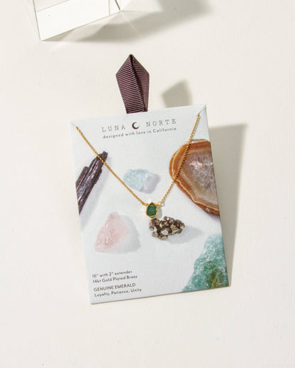 Emerald Gold Delicate Gemstone Necklace