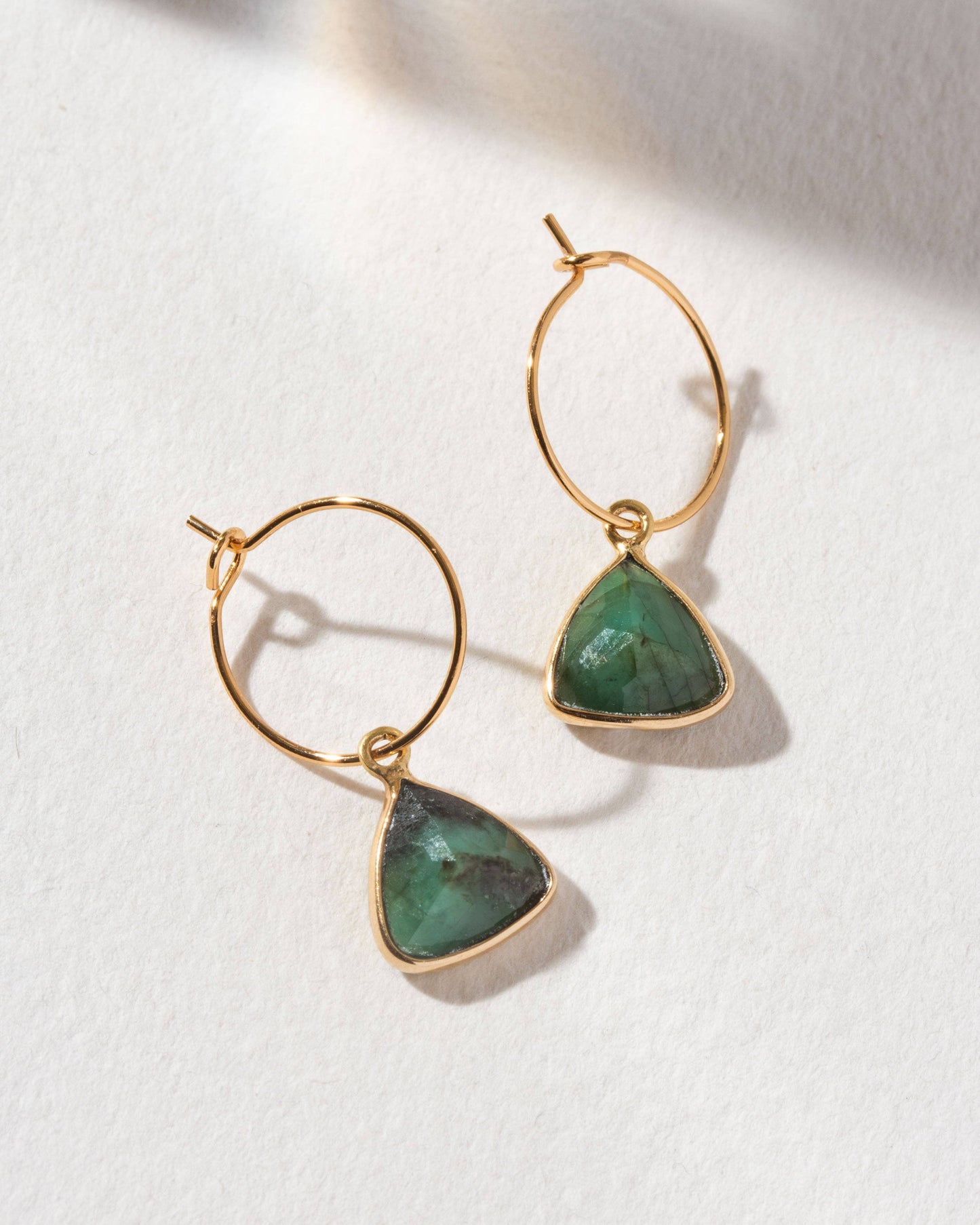 Emerald Bermuda Triangle Mini Hoop Earrings