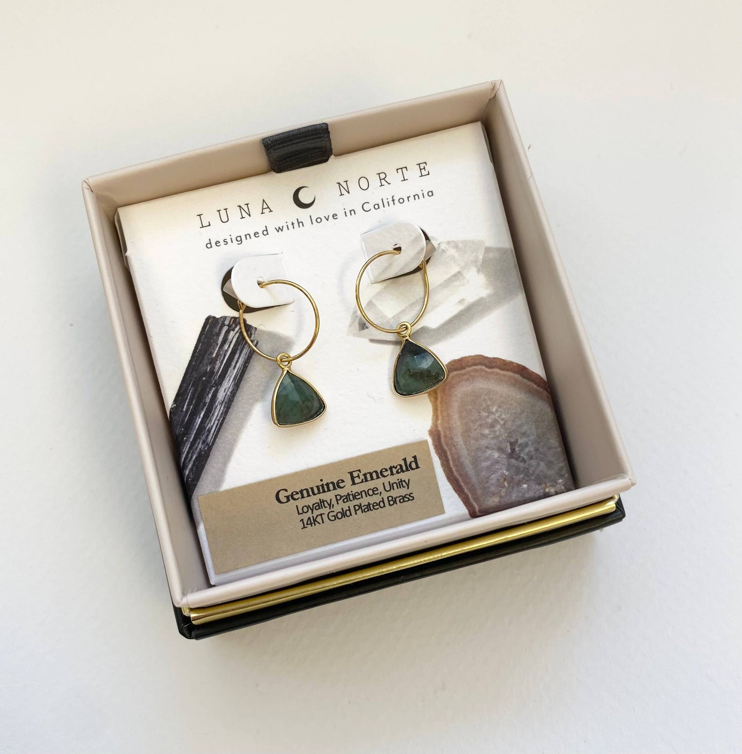 Emerald Bermuda Triangle Mini Hoop Earrings