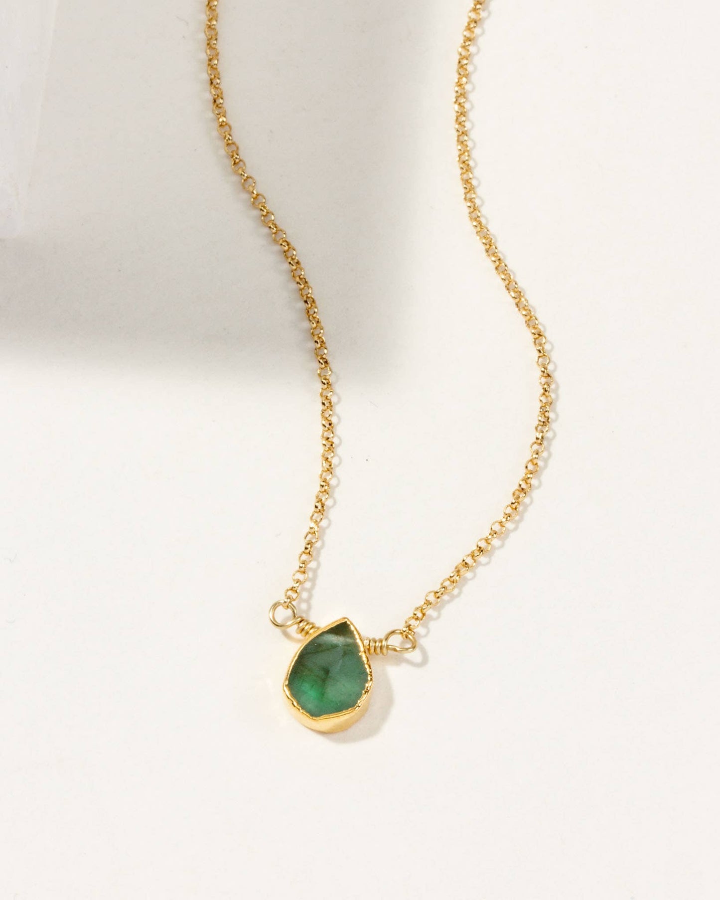 Emerald Gold Delicate Gemstone Necklace