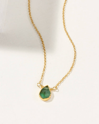 Emerald Gold Delicate Gemstone Necklace